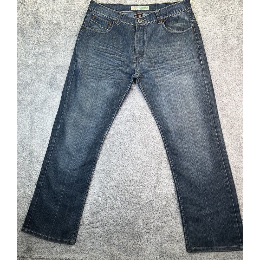 Vintage Jinzu Jeans Men's 38x30‎ Blue Denim Streetwear Skater Embroidered Y2K